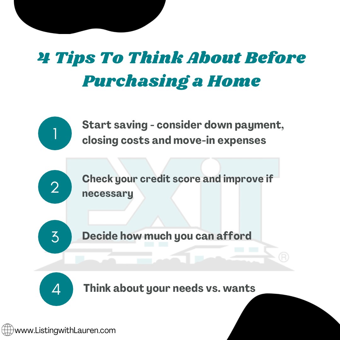It is never too early to start preparing for your home buying journey! Remember, your credit score will determine whether you qualify for a mortgage. Also, please visit www.listingwithlauren.com to figure out what you can safely afford by using my affordably calculator available at the bottom of my webpage.